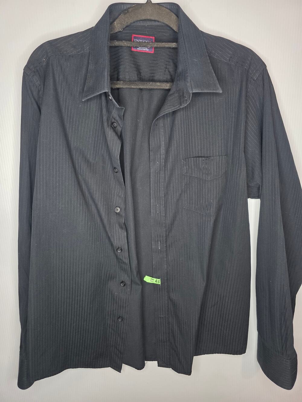 Untuckit Black Striped Button-Down Shirt Size X-Large Slim Fit Professional XL